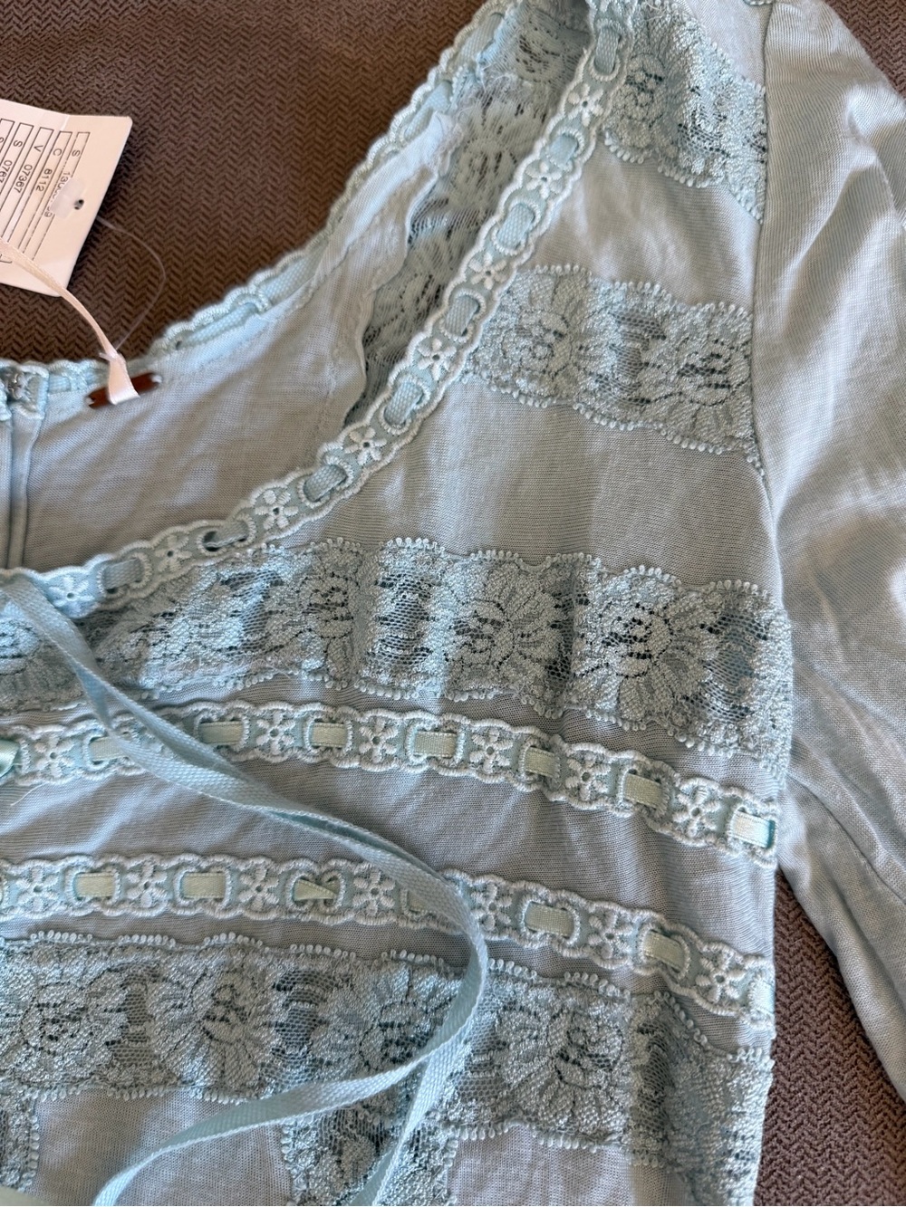 Y2K Free People green Lace-Trim Chemise Blouse XS